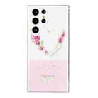 For Samsung Galaxy S22 Ultra 5G Bronzing Butterfly Flower Phone Case(Rose Heart) - 1