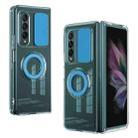 For Samsung Galaxy Fold4 5G Sliding Camera Design Ring Holder TPU Phone Case(Blue) - 1