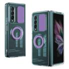 For Samsung Galaxy Fold4 5G Sliding Camera Design Ring Holder TPU Phone Case(Purple) - 1