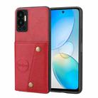 For Infinix Hot 12 Double Buckle Card Slots Magnetic Phone Case(Red) - 1