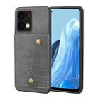 For OPPO Reno7 4G Double Buckle Card Slots Magnetic Phone Case(Grey) - 1