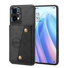 For OPPO Reno7 Pro Double Buckle Card Slots Magnetic Phone Case(Black) - 1