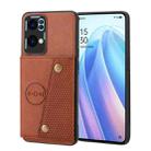 For OPPO Reno7 Pro Double Buckle Card Slots Magnetic Phone Case(Brown) - 1