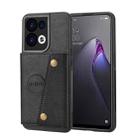 For OPPO Reno8 Double Buckle Card Slots Magnetic Phone Case(Black) - 1