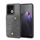 For OPPO Reno8 Double Buckle Card Slots Magnetic Phone Case(Grey) - 1