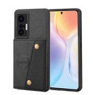 For vivo X70 Double Buckle Card Slots Magnetic Phone Case(Black) - 1