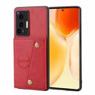 For vivo X70 Pro Double Buckle Card Slots Magnetic Phone Case(Red) - 1