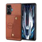 For Xiaomi Redmi K50 Gaming Double Buckle Card Slots Magnetic Phone Case(Brown) - 1