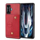 For Xiaomi Redmi K50 Gaming Double Buckle Card Slots Magnetic Phone Case(Red) - 1