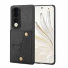 For Honor 70 Double Buckle Card Slots Magnetic Phone Case(Black) - 1