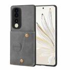 For Honor 70 Double Buckle Card Slots Magnetic Phone Case(Grey) - 1