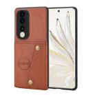 For Honor 70 Double Buckle Card Slots Magnetic Phone Case(Brown) - 1