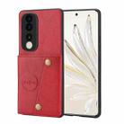 For Honor 70 Double Buckle Card Slots Magnetic Phone Case(Red) - 1