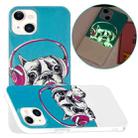 For iPhone 14 Plus Luminous TPU Soft Phone Case (Headset Dog) - 1