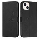 For iPhone 14 Plus Skin Feel Heart Pattern Leather Phone Case (Black) - 1