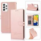 For Samsung Galaxy A52 5G Cross Texture Horizontal Flip Leather Phone Case(Pink) - 1