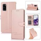 For Samsung Galaxy S20 Cross Texture Horizontal Flip Leather Phone Case(Pink) - 1