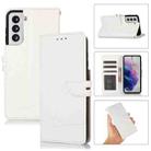 For Samsung Galaxy S21 5G Cross Texture Horizontal Flip Leather Phone Case(White) - 1