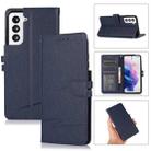 For Samsung Galaxy S21 5G Cross Texture Horizontal Flip Leather Phone Case(Dark Blue) - 1