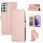 For Samsung Galaxy S21 5G Cross Texture Horizontal Flip Leather Phone Case(Pink) - 1