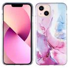 For iPhone 14 Plus IMD Marble TPU Phone Case (Pink Blue) - 1