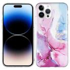 For iPhone 14 Pro Max IMD Marble TPU Phone Case (Pink Blue) - 1