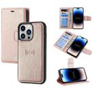 For iPhone 14 Pro Max Magnetic Detachable Leather Phone Case (Rose Gold) - 1