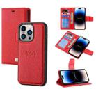 For iPhone 14 Pro Max Magnetic Detachable Leather Phone Case (Red) - 1