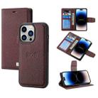 For iPhone 14 Pro Max Magnetic Detachable Leather Phone Case (Purple) - 1