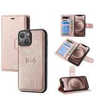 For iPhone 14 Magnetic Detachable Leather Phone Case (Rose Gold) - 1