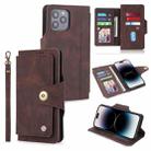 For iPhone 14 Pro Max POLA 9 Card-slot Oil Side Leather Phone Case (Brown) - 1
