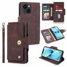 For iPhone 14 POLA 9 Card-slot Oil Side Leather Phone Case (Brown) - 1