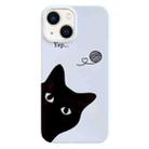 For iPhone 13 Painted Pattern PC Phone Case(Black Cat) - 1