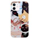 For iPhone 12 Painted Pattern PC Phone Case(Stacked Cats) - 1