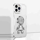 For iPhone 13 Pro Electroplate Astronaut Holder Phone Case (White) - 1