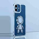 For iPhone 12 Electroplate Astronaut Holder Phone Case(Sierra Blue) - 1