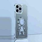 For iPhone 12 Pro Electroplate Astronaut Holder Phone Case(Sierra Blue) - 1
