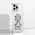 For iPhone 12 Pro Max Electroplate Astronaut Holder Phone Case(White) - 1