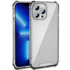 For iPhone 14 Carbon Fiber Texture Shockproof Phone Case (Transparent Black) - 1