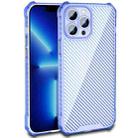 For iPhone 14 Plus Carbon Fiber Texture Shockproof Phone Case (Transparent Blue) - 1