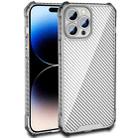 For iPhone 14 Pro Max Carbon Fiber Texture Shockproof Phone Case (Transparent Black) - 1