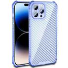 For iPhone 14 Pro Max Carbon Fiber Texture Shockproof Phone Case (Transparent Blue) - 1