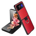 For Samsung Galaxy Z Flip4 Litchi Texture Protective Phone Case with Ring(Red) - 1