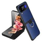 For Samsung Galaxy Z Flip3 5G Litchi Texture Protective Phone Case with Ring(Blue) - 1