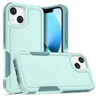 For iPhone 14 Soft TPU Hard PC Phone Case (Light Green) - 1