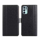 For OPPO Reno6 4G Ostrich Texture Flip Leather Phone Case(Black) - 1