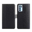 For OPPO Reno6 Pro 5G Ostrich Texture Flip Leather Phone Case(Black) - 1