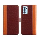 For OPPO Reno6 Pro 5G Ostrich Texture Flip Leather Phone Case(Brown) - 1