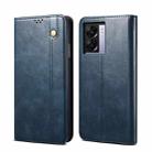 For OPPO A57/Realme Q5i/Realme V23/Realme Narzo 50 5G/A77 5G/A57 4G Oil Wax Crazy Horse Texture Leather Phone Case(Blue) - 1