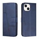 For iPhone 14 Stitching Calf Texture Buckle Leather Phone Case (Blue) - 1